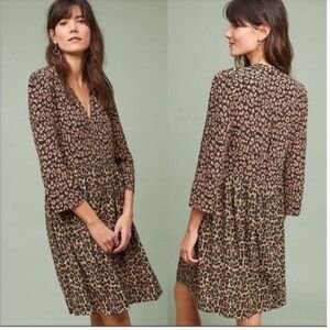 Anthropologie Maeve Juno Leopard Dress Size XS